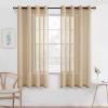 MIULEE 2 Panels Burgundy Red Semi Sheer Window Curtains Elegant Christmas Decor Grommet Top Voile Drapes Window Treatment Linen Textured Panels for Bedroom Living Room (54X84 inch Length)(Khaki)