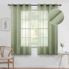 MIULEE 2 Panels Burgundy Red Semi Sheer Window Curtains Elegant Christmas Decor Grommet Top Voile Drapes Window Treatment Linen Textured Panels for Bedroom Living Room (54X84 inch Length)(Sage)