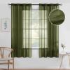 MIULEE 2 Panels Burgundy Red Semi Sheer Window Curtains Elegant Christmas Decor Grommet Top Voile Drapes Window Treatment Linen Textured Panels for Bedroom Living Room (54X84 inch Length)(Olive Green)