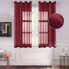 MIULEE 2 Panels Burgundy Red Semi Sheer Window Curtains Elegant Christmas Decor Grommet Top Voile Drapes Window Treatment Linen Textured Panels for Bedroom Living Room (54X84 inch Length)(Burgundy Red)