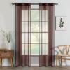MIULEE 2 Panels Burgundy Red Semi Sheer Window Curtains Elegant Christmas Decor Grommet Top Voile Drapes Window Treatment Linen Textured Panels for Bedroom Living Room (54X84 inch Length)(Chocolate Brown)