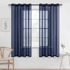 MIULEE 2 Panels Burgundy Red Semi Sheer Window Curtains Elegant Christmas Decor Grommet Top Voile Drapes Window Treatment Linen Textured Panels for Bedroom Living Room (54X84 inch Length)(Navy)