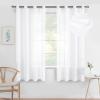 MIULEE 2 Panels Burgundy Red Semi Sheer Window Curtains Elegant Christmas Decor Grommet Top Voile Drapes Window Treatment Linen Textured Panels for Bedroom Living Room (54X84 inch Length)(White)