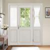 MIULEE 2 Pieces White Semi Sheer Curtains for Front French Door Linen Textured Window Panels for Light Filtering W 25 x L 40 Inches(White)