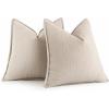 MIULEE 20×20 Inch Beige Decorative Couch Pillow Covers Set of 2 Chenille Throw Pillow Covers Farmhouse Cushion Cases with Elegant Design for Home Decor Sofa Bedroom Living Room(Beige)