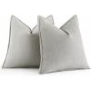 MIULEE 20×20 Inch Beige Decorative Couch Pillow Covers Set of 2 Chenille Throw Pillow Covers Farmhouse Cushion Cases with Elegant Design for Home Decor Sofa Bedroom Living Room(Grey)