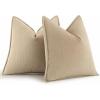 MIULEE 20×20 Inch Beige Decorative Couch Pillow Covers Set of 2 Chenille Throw Pillow Covers Farmhouse Cushion Cases with Elegant Design for Home Decor Sofa Bedroom Living Room(Oatmeal)