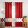 MIULEE 2-Panel 84 Inch Farmhouse Linen Sheer Window Curtains – Elegant Red Drapes With Grommet Top – Voile Panels, Linen Textured – Bedroom/Living Room (52 X 84 Inch)(Red)