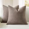 MIULEE Aqua Green Couch Pillow Covers 20×20 Inch, Set of 2 Soft Chenille Decorative Square Throw Pillow Covers Farmhouse for Sofa Living Room Bed(Brown)