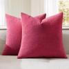 MIULEE Aqua Green Couch Pillow Covers 20×20 Inch, Set of 2 Soft Chenille Decorative Square Throw Pillow Covers Farmhouse for Sofa Living Room Bed(Hot Pink Red)