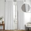 MIULEE Baby Pink 100% Blackout Linen Curtains 90 Inch 2 Panels Set Double Sided No Coating Pleated Back Tab Black Out Long Thermal Insulated Pinch Pleat Bedroom Living Room Darkening Window Drapes(Greyish White)