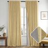 MIULEE Baby Pink 100% Blackout Linen Curtains 90 Inch 2 Panels Set Double Sided No Coating Pleated Back Tab Black Out Long Thermal Insulated Pinch Pleat Bedroom Living Room Darkening Window Drapes(Yellow)