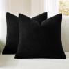 MIULEE Beige Couch Pillow Covers 18×18 Inch, Set of 2 Soft Chenille Decorative Square Throw Pillow Covers Farmhouse for Sofa Living Room Bed(Black)