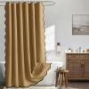 MIULEE Beige Scalloped Shower Curtain Linen Textured with 12 Metal Hooks Cute Heavy Duty Washable Waterproof Neutral Thick Cloth Shower Curtains with Black Border for Bathroom Bathtub,W72*L72 Cream(Gold Brown)