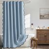 MIULEE Beige Scalloped Shower Curtain Linen Textured with 12 Metal Hooks Cute Heavy Duty Washable Waterproof Neutral Thick Cloth Shower Curtains with Black Border for Bathroom Bathtub,W72*L72 Cream(Moonlight Blue)