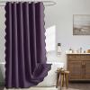 MIULEE Beige Scalloped Shower Curtain Linen Textured with 12 Metal Hooks Cute Heavy Duty Washable Waterproof Neutral Thick Cloth Shower Curtains with Black Border for Bathroom Bathtub,W72*L72 Cream(Purple)