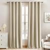 MIULEE Black Out Velvet Curtains 96 Inch Length for Room Darkening Long Blackout Curtains with Grommet Top for Bedroom/Living Room Light Blocking Thermal Insulating Soundproof Set of 2， Black(Beige)