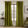 MIULEE Black Out Velvet Curtains 96 Inch Length for Room Darkening Long Blackout Curtains with Grommet Top for Bedroom/Living Room Light Blocking Thermal Insulating Soundproof Set of 2， Black(Olive)