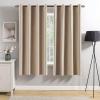 MIULEE Black Out Velvet Curtains 96 Inch Length for Room Darkening Long Blackout Curtains with Grommet Top for Bedroom/Living Room Light Blocking Thermal Insulating Soundproof Set of 2， Black(Camel Beige)