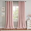 MIULEE Black Out Velvet Curtains 96 Inch Length for Room Darkening Long Blackout Curtains with Grommet Top for Bedroom/Living Room Light Blocking Thermal Insulating Soundproof Set of 2， Black(Baby Pink)