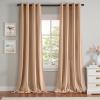 MIULEE Black Out Velvet Curtains 96 Inch Length for Room Darkening Long Blackout Curtains with Grommet Top for Bedroom/Living Room Light Blocking Thermal Insulating Soundproof Set of 2， Black(Blush Beige)
