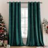 MIULEE Black Out Velvet Curtains 96 Inch Length for Room Darkening Long Blackout Curtains with Grommet Top for Bedroom/Living Room Light Blocking Thermal Insulating Soundproof Set of 2， Black(Dark Green)