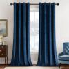 MIULEE Black Out Velvet Curtains 96 Inch Length for Room Darkening Long Blackout Curtains with Grommet Top for Bedroom/Living Room Light Blocking Thermal Insulating Soundproof Set of 2， Black(Navy Blue)