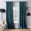 MIULEE Black Out Velvet Curtains 96 Inch Length for Room Darkening Long Blackout Curtains with Grommet Top for Bedroom/Living Room Light Blocking Thermal Insulating Soundproof Set of 2， Black(Peacock Blue)