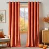 MIULEE Black Out Velvet Curtains 96 Inch Length for Room Darkening Long Blackout Curtains with Grommet Top for Bedroom/Living Room Light Blocking Thermal Insulating Soundproof Set of 2， Black(Burnt Orange)