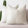 MIULEE Boucle Throw Pillow Covers 18×18 Inch Set of 2 Brown Faux Leather Textured Decorative Pillow Cases Boho Farmhouse Accents Cushion Covers for Couch Bed Livingroom Home Decor(White)