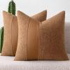MIULEE Boucle Throw Pillow Covers 18×18 Inch Set of 2 Brown Faux Leather Textured Decorative Pillow Cases Boho Farmhouse Accents Cushion Covers for Couch Bed Livingroom Home Decor(Brown)