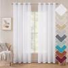 MIULEE Burgundy Red Faux Linen Textured Semi Sheer Curtains for Bedroom Living Room 84 Inches Length 2 Panels Set Grommet Light Filtering Privacy Curtains Drapes Room Christmas Decor Window Treatment(White)