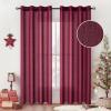 MIULEE Burgundy Red Faux Linen Textured Semi Sheer Curtains for Bedroom Living Room 84 Inches Length 2 Panels Set Grommet Light Filtering Privacy Curtains Drapes Room Christmas Decor Window Treatment(Burgundy Red)