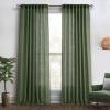 MIULEE Burgundy Red Linen Curtains 84 Inch Length 2 Panels for Bedroom Living Room, Pinch Pleated Soft Thick Linen Textured Window Drapes with Hooks Semi Sheer Light Filtering Christmas Decor(Loden)