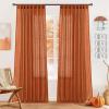 MIULEE Burgundy Red Linen Curtains 84 Inch Length 2 Panels for Bedroom Living Room, Pinch Pleated Soft Thick Linen Textured Window Drapes with Hooks Semi Sheer Light Filtering Christmas Decor(Orange)