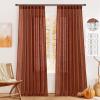 MIULEE Burgundy Red Linen Curtains 84 Inch Length 2 Panels for Bedroom Living Room, Pinch Pleated Soft Thick Linen Textured Window Drapes with Hooks Semi Sheer Light Filtering Christmas Decor(Burnt Orange)