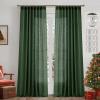 MIULEE Burgundy Red Linen Curtains 84 Inch Length 2 Panels for Bedroom Living Room, Pinch Pleated Soft Thick Linen Textured Window Drapes with Hooks Semi Sheer Light Filtering Christmas Decor(Emerald Green)