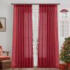 MIULEE Burgundy Red Linen Curtains 84 Inch Length 2 Panels for Bedroom Living Room, Pinch Pleated Soft Thick Linen Textured Window Drapes with Hooks Semi Sheer Light Filtering Christmas Decor(Burgundy Red)