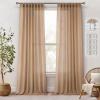 MIULEE Burgundy Red Linen Curtains 84 Inch Length 2 Panels for Bedroom Living Room, Pinch Pleated Soft Thick Linen Textured Window Drapes with Hooks Semi Sheer Light Filtering Christmas Decor(Linen Brown)