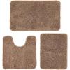 MIULEE Burnt Orange Bathroom Rugs Sets 3 Piece Including U Shaped Toilet Rug – Soft Absorbent Bath Mats Set with Non Slip Rubber Backside, Machine Washable – 20″x30″+16″x24″+U 20″x24″(Light Brown)