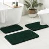 MIULEE Burnt Orange Bathroom Rugs Sets 3 Piece Including U Shaped Toilet Rug – Soft Absorbent Bath Mats Set with Non Slip Rubber Backside, Machine Washable – 20″x30″+16″x24″+U 20″x24″(Dark Green)