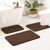 MIULEE Burnt Orange Bathroom Rugs Sets 3 Piece Including U Shaped Toilet Rug – Soft Absorbent Bath Mats Set with Non Slip Rubber Backside, Machine Washable – 20″x30″+16″x24″+U 20″x24″(Brown)