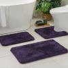 MIULEE Burnt Orange Bathroom Rugs Sets 3 Piece Including U Shaped Toilet Rug – Soft Absorbent Bath Mats Set with Non Slip Rubber Backside, Machine Washable – 20″x30″+16″x24″+U 20″x24″(Dark Purple)