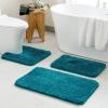 MIULEE Burnt Orange Bathroom Rugs Sets 3 Piece Including U Shaped Toilet Rug – Soft Absorbent Bath Mats Set with Non Slip Rubber Backside, Machine Washable – 20″x30″+16″x24″+U 20″x24″(Teal)