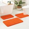 MIULEE Burnt Orange Bathroom Rugs Sets 3 Piece Including U Shaped Toilet Rug – Soft Absorbent Bath Mats Set with Non Slip Rubber Backside, Machine Washable – 20″x30″+16″x24″+U 20″x24″(Orange)