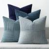 MIULEE Burnt Orange Decorative Throw Pillow Covers 18×18 Inch Set of 4 Boho Color-Clash Cushion Covers Modern Farmhouse Pillow Cases Corduroy Striped Decor for Couch Sofa Bed(Terracotta,Rust)(Dark Blue)