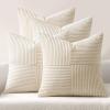 MIULEE Burnt Orange Decorative Throw Pillow Covers 18×18 Inch Set of 4 Boho Color-Clash Cushion Covers Modern Farmhouse Pillow Cases Corduroy Striped Decor for Couch Sofa Bed(Terracotta,Rust)(Beige)