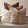 MIULEE Burnt Orange Decorative Throw Pillow Covers 18×18 Inch Set of 4 Boho Color-Clash Cushion Covers Modern Farmhouse Pillow Cases Corduroy Striped Decor for Couch Sofa Bed(Terracotta,Rust)(Brown)
