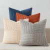 MIULEE Burnt Orange Decorative Throw Pillow Covers 18×18 Inch Set of 4 Boho Color-Clash Cushion Covers Modern Farmhouse Pillow Cases Corduroy Striped Decor for Couch Sofa Bed(Terracotta,Rust)(Blue Rust)