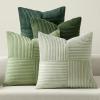 MIULEE Burnt Orange Decorative Throw Pillow Covers 18×18 Inch Set of 4 Boho Color-Clash Cushion Covers Modern Farmhouse Pillow Cases Corduroy Striped Decor for Couch Sofa Bed(Terracotta,Rust)(Green)